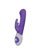 Фиолетовый вибромассажёр The G-spot Rabbit с украшенной стразами рукоятью - 22 см.