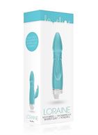 Бирюзовый вибратор Loraine со стимулятором клитора - 16,2 см.