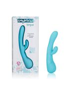 Голубой вибромассажер Impress Tongue со стимуляцией клитора - 18 см.