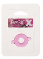 Розовое эрекционное кольцо с ушками для удобства надевания BASICX TPR COCKRING PINK