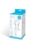 Прозрачный стеклянный анальный плаг с ручкой Glass Juicer (12,7 см)