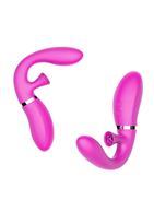 Ярко-розовый вибратор Magic Finger с клиторальным отростком (29 см)