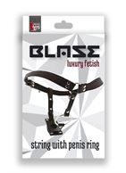 Черные трусики STRING WITH PENIS RING для крепления фаллоимитатора