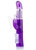 Фиолетовый вибратор Hi-Tech Butterfly с клиторальной бабочкой (22,8 см)