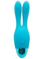 Голубой вибратор INDULGENCE Rechargeable Dream Bunny - 15 см.