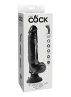 Чёрный виброфаллос со съемной присоской 9 Vibrating Cock with Balls - 24,8 см.