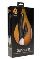 Черный вибратор кролик Sunburst с функцией нагрева (20 см)