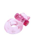 Розовое эрекционное виброкольцо Pink bear