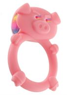 Розовое кольцо на пенис с вибрацией MAD PIGGY C-RING 