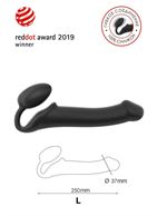 Черный безремневой страпон Silicone Bendable Strap-On L