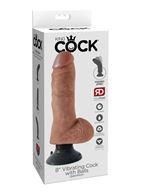 Кофейный вибратор 8" Vibrating Cock with Balls со съёмной присоской (20,3 см)