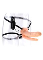 Двойной страпон с вибрацией Double Penetrator Vibrating Hollow Strap-On - 18 см.