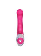 Розовый вибромассажёр The G-spot Rabbit с украшенной стразами рукоятью - 22 см.