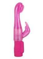Розовый G-стимулятор с клиторальный отростком Rotating G-spot Rabbit - 25 см.