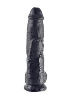 Реалистичный чёрный фаллоимитатор-гигант 10" Cock With Balls (25,4 см)