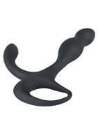 Черный силиконовый стимулятор простаты Plug with Perineum Stimulator
