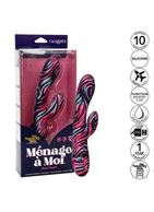 Черный вибратор кролик Menage Moi Dual Wand с ярким принтом (21 см)