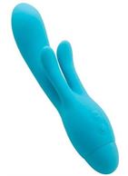 Голубой вибратор INDULGENCE Frolic Bunny (18,5 см)