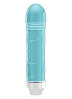 Бирюзовый вибратор Lenore с тонкими венками - 14,5 см.