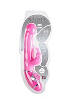 Розовый вибромассажёр PURRFECT SILICONE 7" из силикона (18 см)