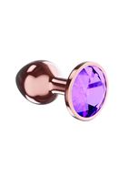 Анальная пробка цвета розового золота с фиолетовым кристаллом Diamond Amethyst Shine L (8,3 см)