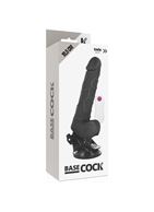Черный вибратор на мощной присоске Basecock Realistic Vibrator Remote Control (19,5 см)