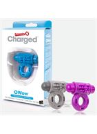Голубое перезаряжаемое эрекционное виброкольцо CHARGED O WOW RING