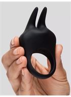 Черное эрекционное виброкольцо Sensation Rechargeable Vibrating Rabbit Love Ring