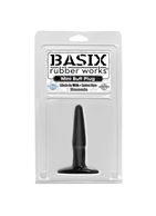 Маленькая чёрная анальная пробка Basix Rubber Works Mini Butt Plug - 10,8 см.