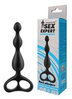 Чёрная анальная цепочка Sex Expert - 12,5 см.