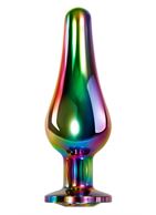 Радужная анальная пробка Rainbow Metal Plug Small (9,4 см)