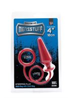 Красное эрекционное кольцо с анальной пробкой MENZSTUFF 4INCH SINGLE RING ANAL PLUG