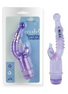 Фиолетовый вибратор с клиторальным стимулятором Crystal Naughty Dolphin