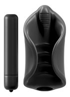 Чёрный мастурбатор Vibrating Silicone Stimulator с вибрацией