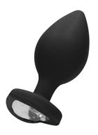 Черная анальная пробка с прозрачным стразом Extra Large Diamond Heart Butt Plug (9,5 см)
