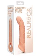 Телесная насадка с кольцом Penis Extender with Rings - 22 см.