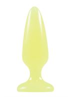 Светящаяся в темноте желтая анальная пробка Firefly Pleasure Plug Medium Yellow (12,7 см)