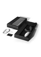 Графитовый вибромассажёр простаты Loki Wave Obsidian Black с отростком для стимуляции промежности - 19,6 см.