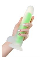 Прозрачно-зеленый фаллоимитатор, светящийся в темноте, Clark Glow (22 см)