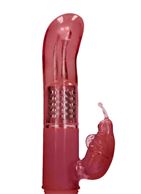 Красный вибратор кролик Rotating Butterfly (22,8 см)