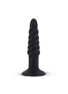 Анальная пробка со спиралевидным рельефом MENZSTUFF SPIRAL PLUG BLACK - 11,5 см.