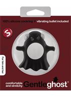 Чёрное эрекционное виброкольцо Gentle Ghost Cockring в виде привидения