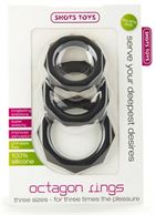 Набор чёрных эрекционных колец Octagon Rings 3 sizes (3 шт.)