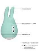Зеленый клиторальный стимулятор Love Bunny с ушками - 9,5 см.