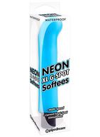 Голубой вибромассажер XL G-Spot Softees с загнутым кончиком (16,2 см)