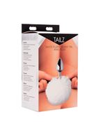 Металлическая анальная пробка с белым заячьим хвостиком White Fluffy Bunny Tail Anal Plug