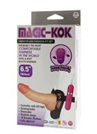 Телесный вибромассажер-фаллос с креплением на поясе MAGIC-KOK VIBRATOR AND HARNESS KIT