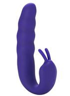 Фиолетовый вибратор Ribbed Dual Stimulator with Rolling Ball (17 см)