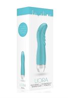 Бирюзовый вибратор Liora с изогнутой головкой - 15,1 см.