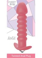 Розовая анальная пробка с вибрацией Twisted Anal Plug (13 см)